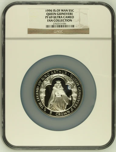 1996 Isle of Man 5 Crown Silver 5oz Queen Guinevere NGC PF69UC