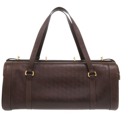 AUTHENTIC HERMES vintage Duffle Bag Brown Leather 0713 | eBay