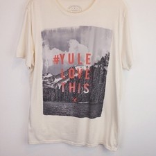 American Eagle Yule Love This Cotton Graphic Holiday T Shirt Size Large Ivory
