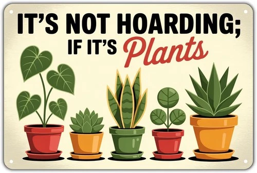 It's Not Hoarding If It's Plants Tin Metal Signs Home Décor Vintage Plant Lover