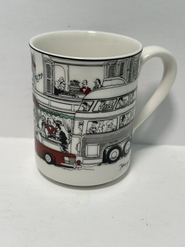 Henry Montanez Christmas Mug NYC City Scene Chrysler Building Santa Peeking Cup - Picture 1 of 4