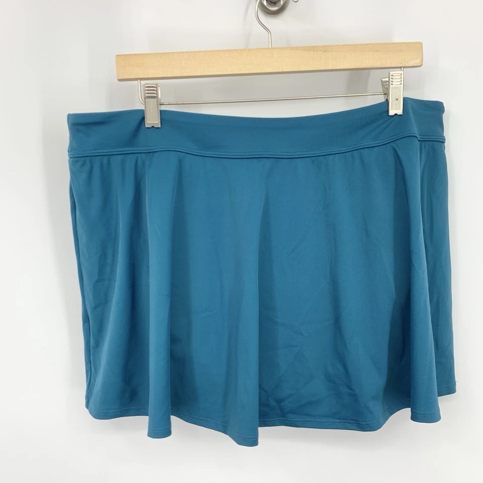 LL Bean Women Size 18 Swim Skirt Swimwear Bathing Suit Bottom Teal Blue Liner - Image 3 of 4