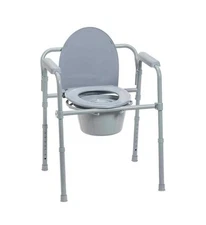 Drive Medical Folding Steel Bedside Commode Chair 11148-1, Portable Toilet