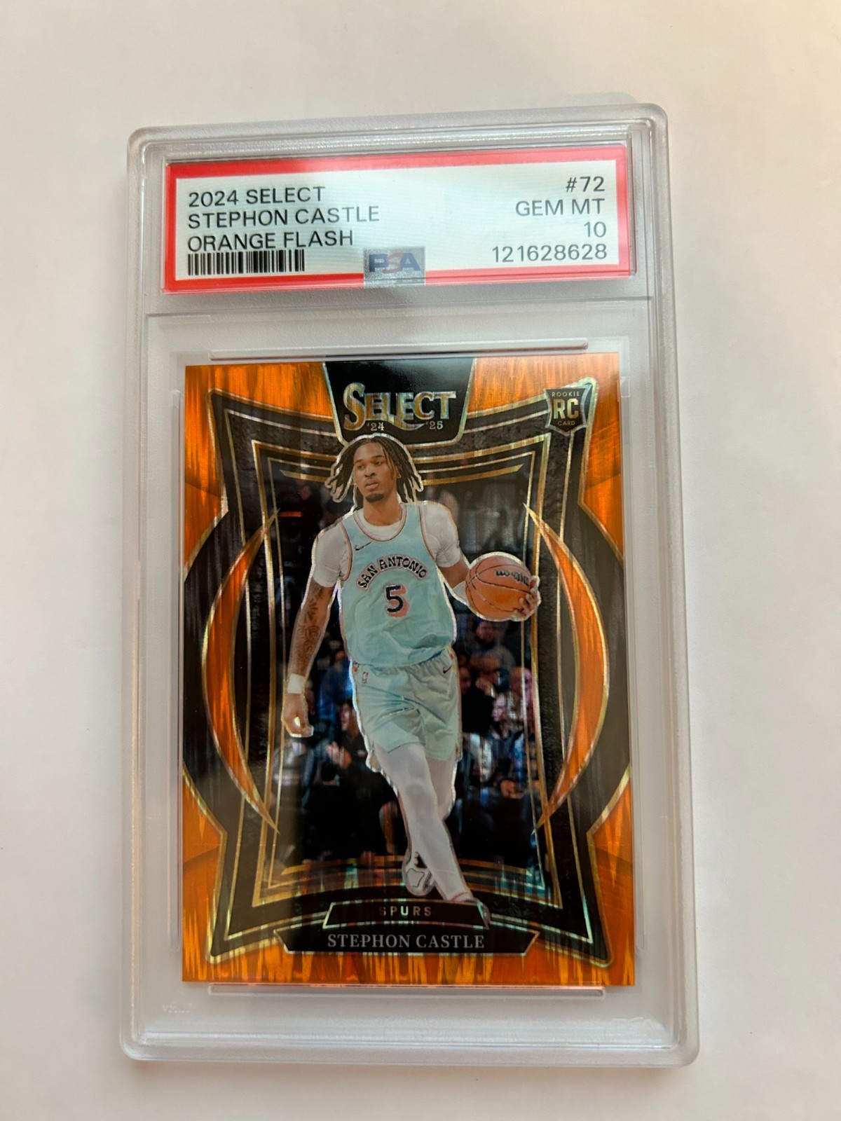 Stephon Castle 2024 Select #72 Concourse Orange Flash Rookie PSA 10