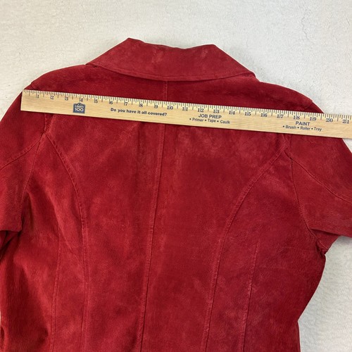 Vintage Live a Little Jacke Damen XL rot Wildleder Leder durchgehender Reißverschluss Kragen - Bild 11 von 15