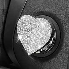 Heart Shape Car Engine Start Button Cover, Sparkly Rhinestone Ignition White