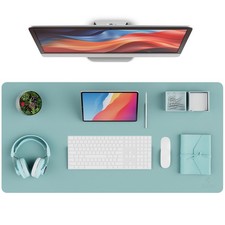 Leather Desk Pad Protector Office Desk Mat Large PVC Sky Blue 15.7x31.5 Inch