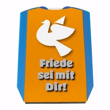 Friendstaube Parkscheibe in orange mit Spruch Friede sei mit Dir