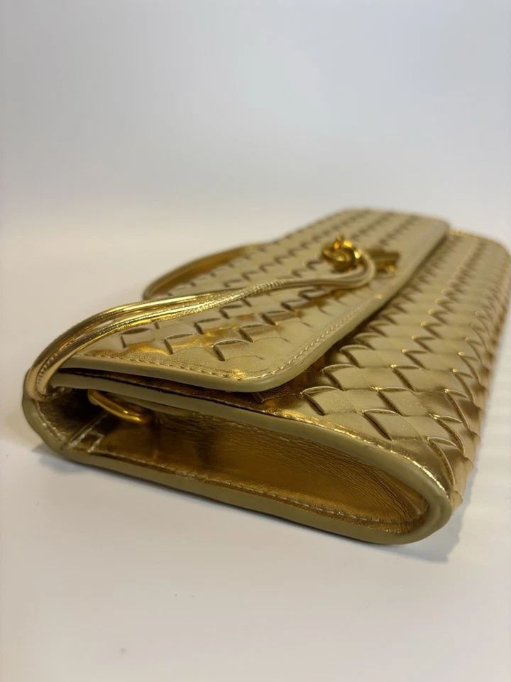 Bolso sin asas tejido dorado sin marca con correa ajustable para el hombro/bross NUEVO Foto 3 de 4