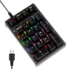 Number Pad, Mechanical USB Wired Numeric Keypad with Blue LED switches 
