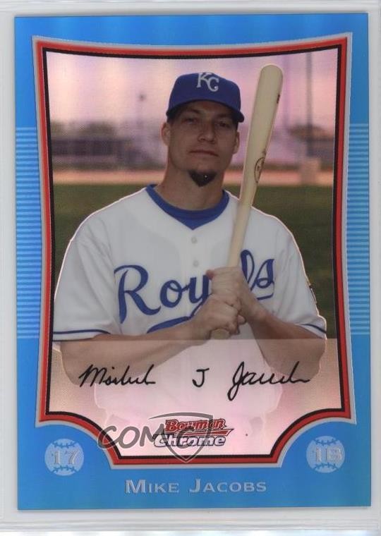 2009 Bowman Chrome Blue Refractor 2/150 Mike Jacobs #47 6m1