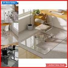 54 x 32 Inch Tempered Glass Chair Mat Clear For Carpet Heavy Duty Non-Slip Desk