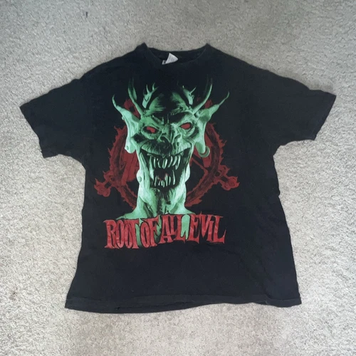 Hanes vintage original Root of all evil slayer world sa 1980s vintage concert t-shirt, vintage, single stitch, B+ condition
