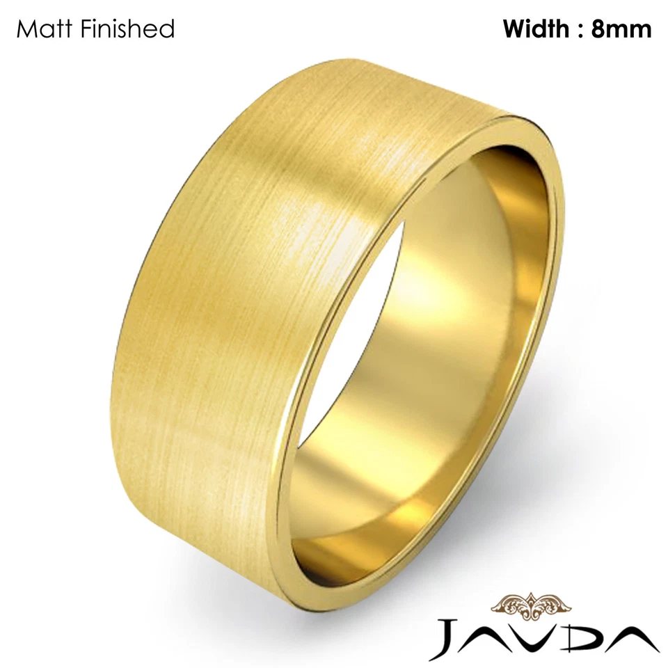 Мужское обручальное кольцо с плоской трубкой 8 мм желтое золото 14 карат 8,8 г 11-11,75 - Изображение 2 из 4