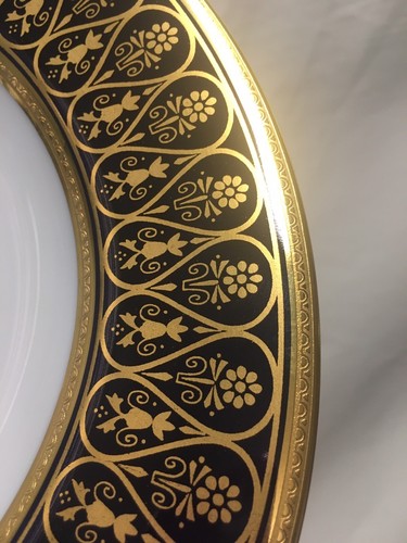 (12)Chas Haviland Limoges Incrustation Polie a l'agate Cobalt 9.25" SOUP BOWLS - Picture 3 of 11
