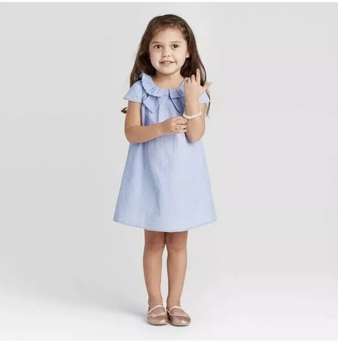 Toddler Girls' Short Sleeve Gauze Dress 4T by Just One You made by Carter's Blue - Picture 2 of 7