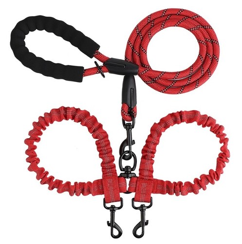 Double Ended Dog Leash Dual Lead Walk 2 Dogs Coupler No Tangle Adjustable Nylon - Picture 15 of 26