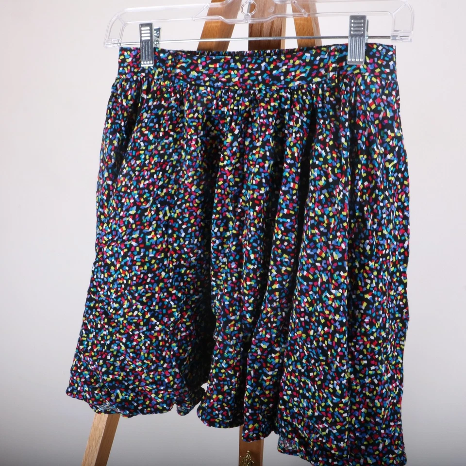 Disney D Signed Colorful Casual Skirt Girls's XL Black Background Color Squares - Image 2 of 4