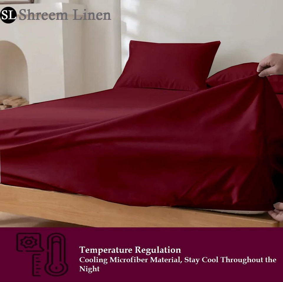 Microfiber RV Sheet Sets, 42x80 Bunk, Burgundy Solid, RV Bed Sheets for