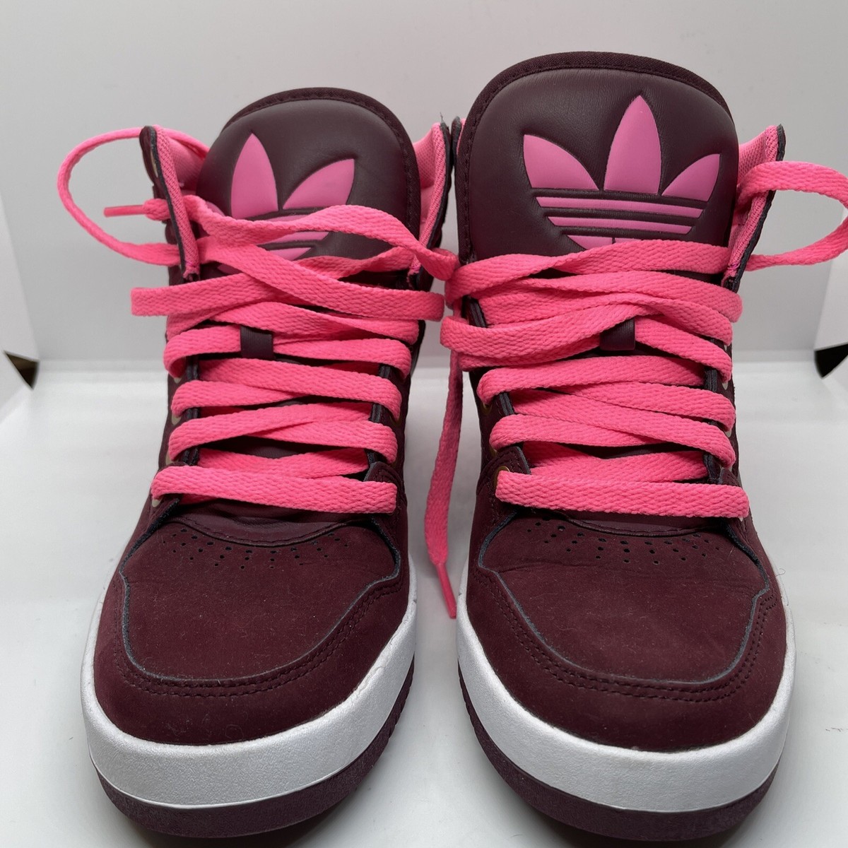 Adidas Women's Court Attitude Mid Top Sneaker Maroon Neon
