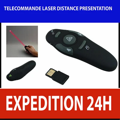 TELECOMMANDE COMMANDE DISTANCE PRESENTATION POWERPOINT LASER USB PROJECTEUR PTT
