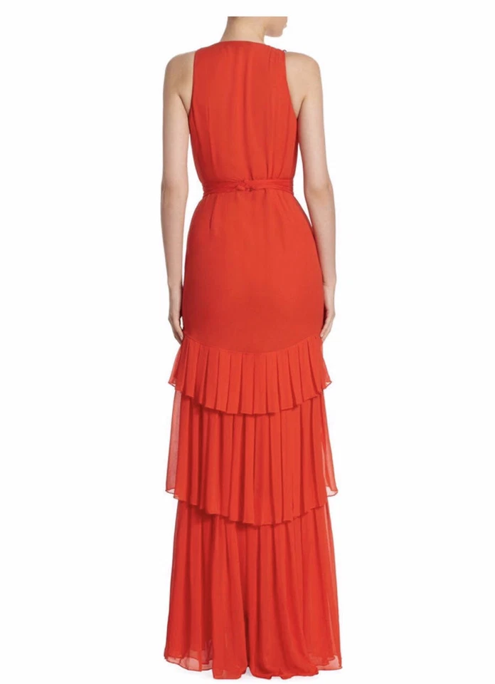 Vestido Roberto Cavalli de seda Georgette cuello en V profundo en capas talla 42IT/6 precio de venta sugerido por el fabricante 4800 USD Foto 2 de 4