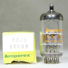 Amperex ECC88/6DJ8 A-Frame Dimpled Disc Getter Heerlen Holland Very Strong 1975