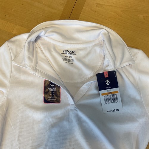 Izod Girls' Polo Shirt Size S (3/5) White | Schoolwear Uniform Casual Top - Picture 2 of 4