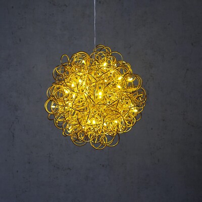 LED 3D Design Drahtkugel SPHERE 50 warmweiße LED D: 30cm Innen + Außen, gold