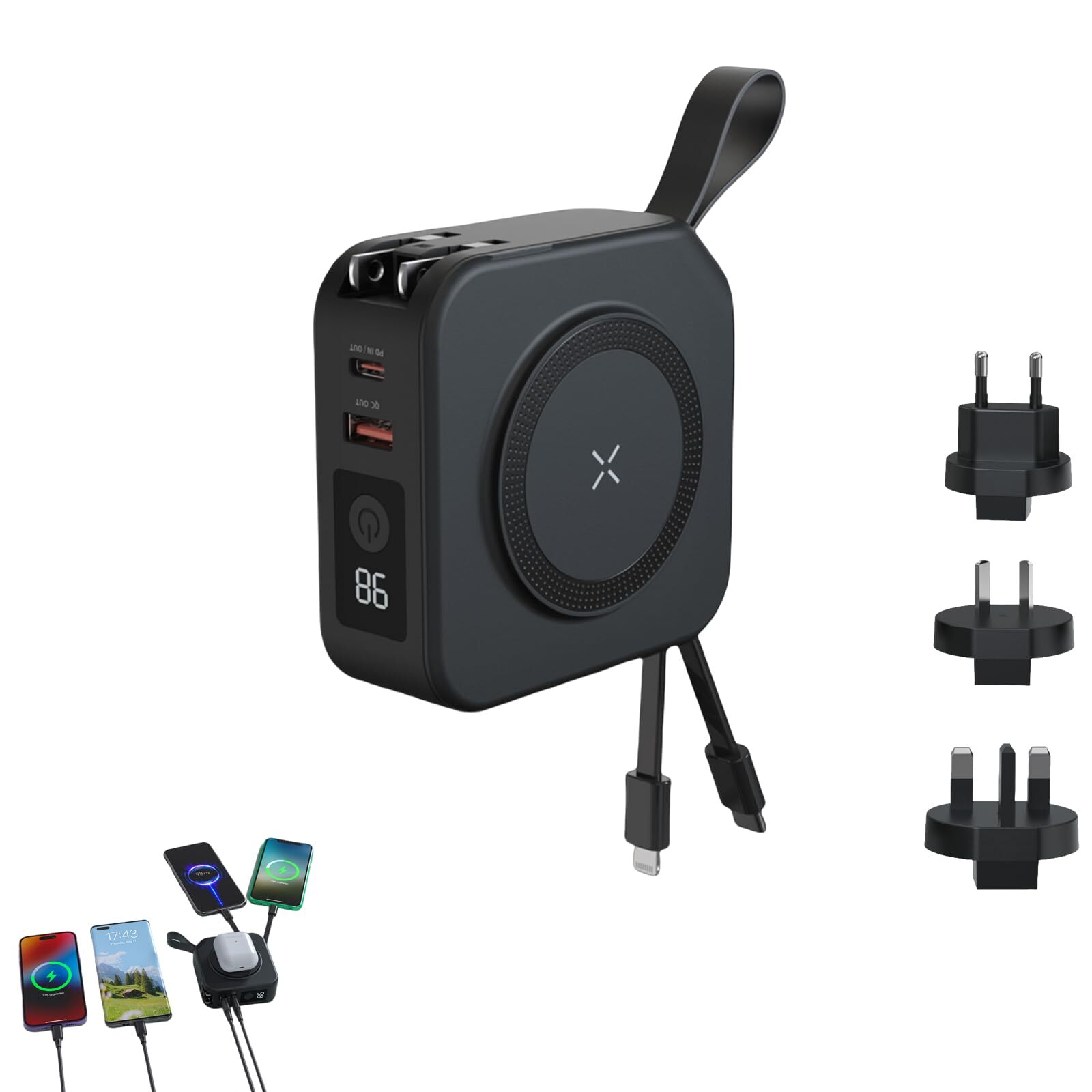 22.5W 5-in-1 10000mAh Multifunctional Travel Power Bank  