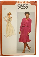 #9655 Simplicity VTG Misses Pullover Dress Sewing Pattern Size 14