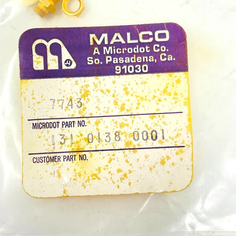 Malco Microdot 131-0138-0001 Gold Plated RF Coaxial Connector - Image 2 of 3