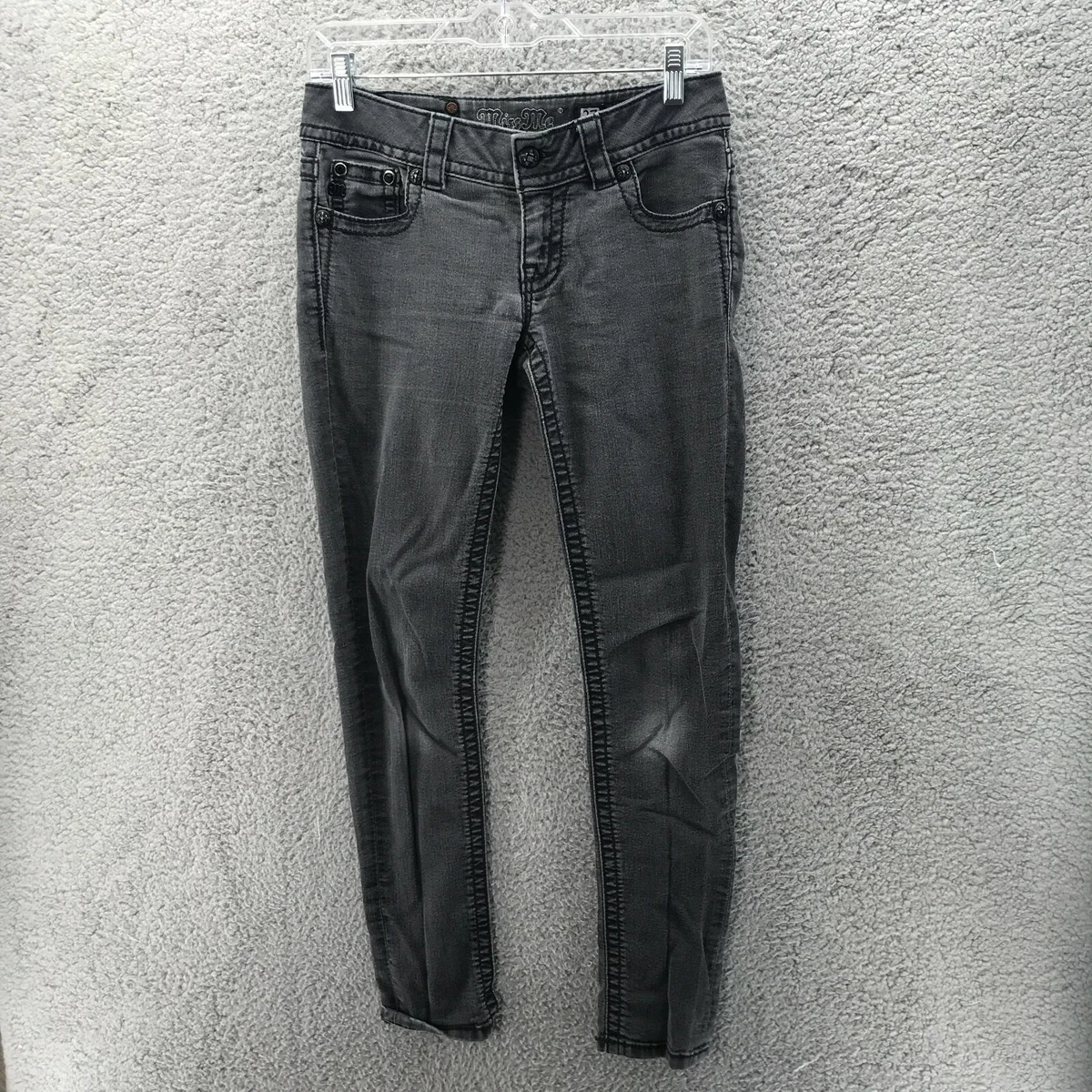 Miss Me Jeans Womens 27 Gray Jeans Denim Low Rise Jeans Skinny Flap Pocket