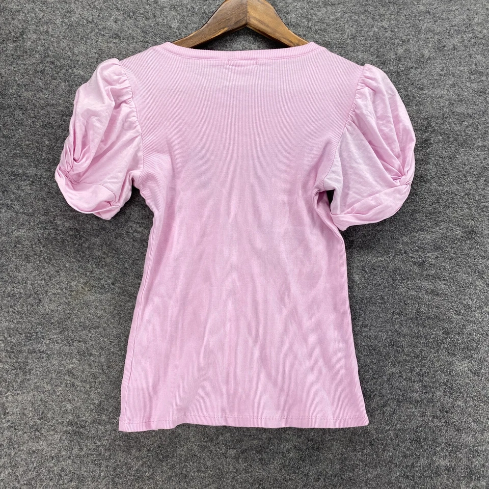 Pulôver Vince Camuto Top Feminino S Pequeno Rosa Manga Curta Gola Redonda Algodão - Imagem 2 de 4