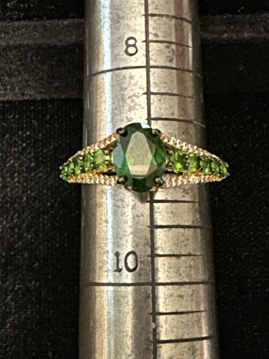 JTV Green Chrome Diopside CZ 18k Yellow Gold Over Sterling