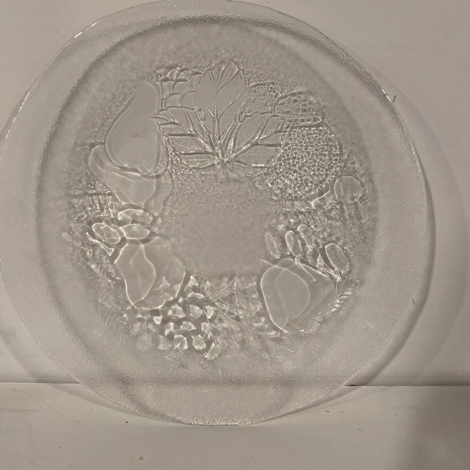 "4 platos de fruta de vidrio esmerilado/claro vintage de 10,75"" de ancho sin arañazos hermosos". Foto 2 de 4