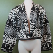 Flashback Size Large Womens Black And Cream Waist Jacket Weave Cotton New