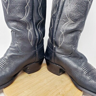 Dan Post Boots Mens 9 D Elk Black Leather Western Cowboy  display picture 1