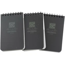 Rite in the Rain Top Spiral Notebook 3" x 5" Gray Polydura All Weather 3 Pack