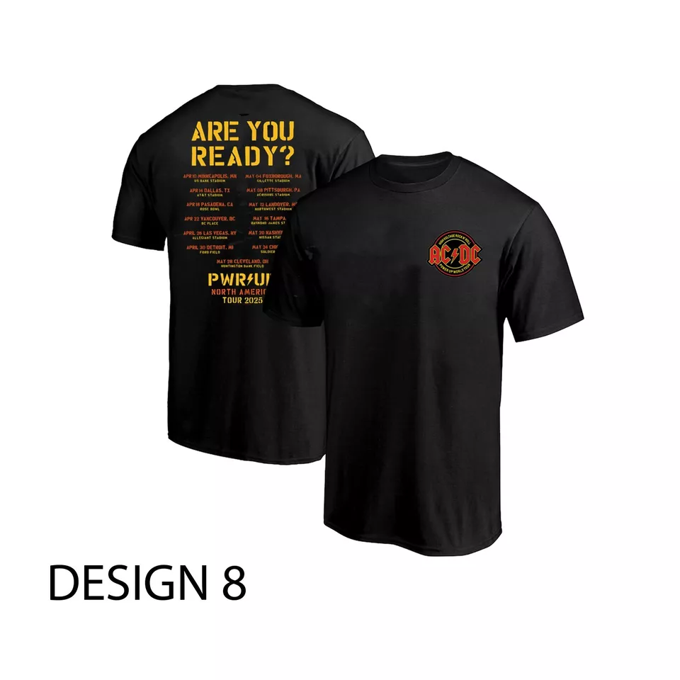 PWR UP 2025 ACDC Are You Ready Tour Dates T-Shirt Power Up North American 2025