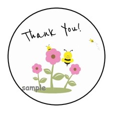 30 THANK YOU FLOWERS BEES ENVELOPE SEALS LABELS STICKERS 1.5" ROUND GIFTS TAGS
