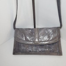 Vintage 80s Genuine Gray Eel Skin Women's Purse Shoulder Handbag Clutch