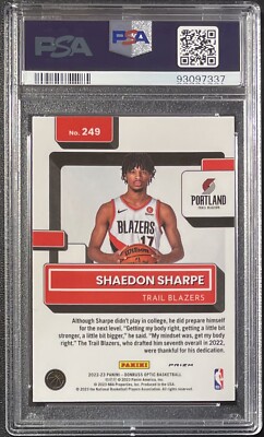 PSA 10 ) Shaedon Sharpe 2022-23 Donruss Optic RC Red Sparkle Holo 