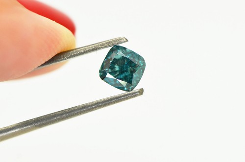 Cushion Shaped Diamond Real Loose Blue Certified Natural Enhanced VS2 0.71 Carat - Picture 6 of 12