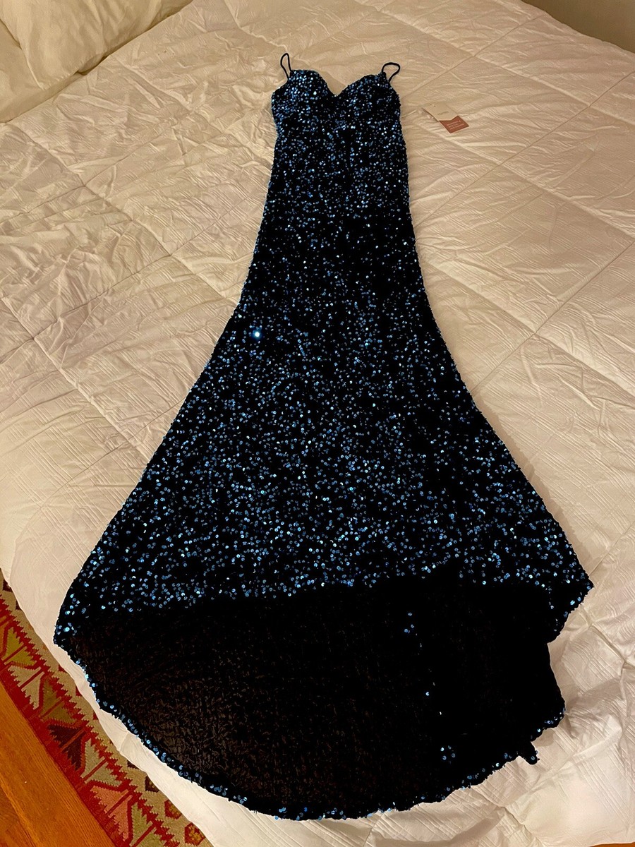 peacock sequin prom dress Lace-Up Sequin Strapless Prom Gown: Primavera 4523 Black/Peacock / 000