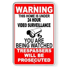Video Surveillance Security 8" x 12" Aluminum Sign No Trespass Alarm Camera CCTV