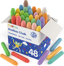 Dustless Chalk for Kids, 48PCS Colored Chalk, Wet-Erasable Crayon-Touch, Non Tox