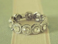 Cocktail Party Band Solid 925 Sterling Silver Round Halo Eternity Wedding Gift