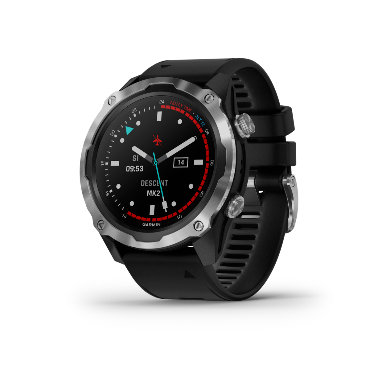 Garmin Descent Mk2 GPS Watch - Stainless Steel with Black Band for 