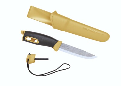 MORAKNIV SWEDEN COMPANION SPARK KNIFE / YELLOW ** incl. SHEATH & FIRE STARTER **